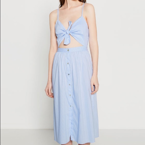 ZARA Woman Stripe Tie Front Shirtdress